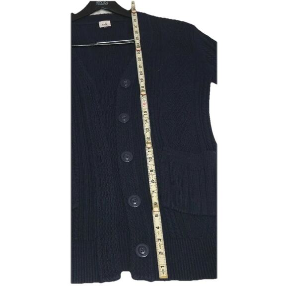CAbi Cable Knit Navy Blue Cardigan Sweater Womens L Style 3882 - Picture 6 of 6